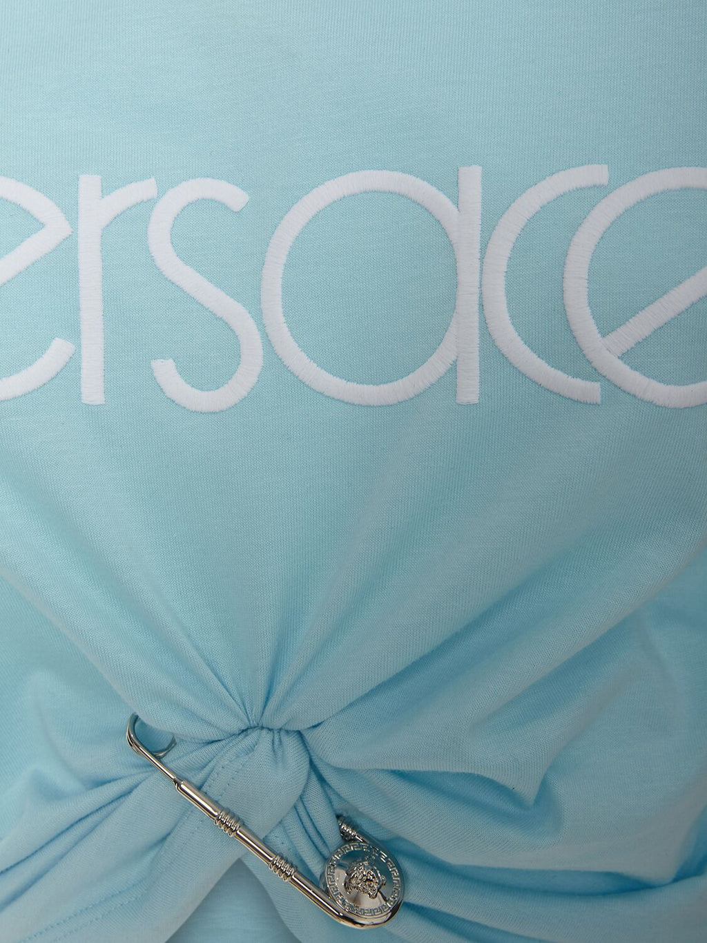 Versace Versace Logo jersey crop t-shirt w/knot - Size: XS T-Shirts | Shop From The Mirage
