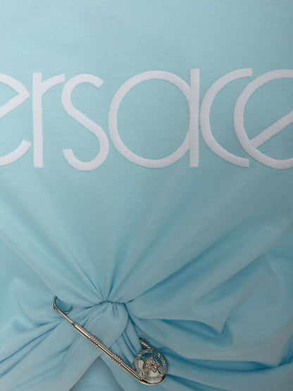 Versace Versace Logo jersey crop t-shirt w/knot - Size: XS T-Shirts | Shop From The Mirage
