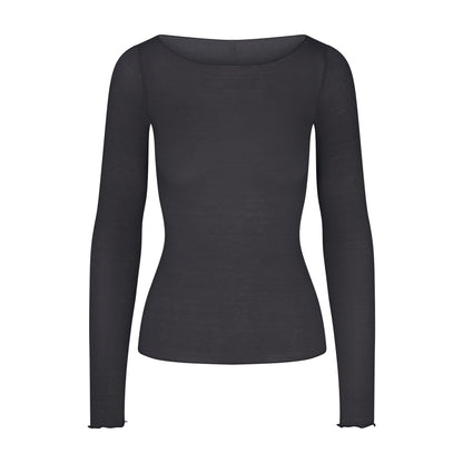 Sheer Modal Long Sleeve Boatneck Top