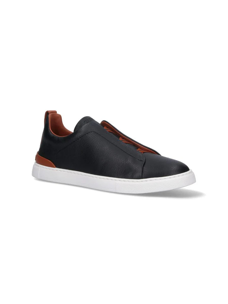 Zegna Men’s Black Slip-On Sneakers – Premium Deer & Cow Leather | Made in Italy | RLHCVO S4667ZSNE