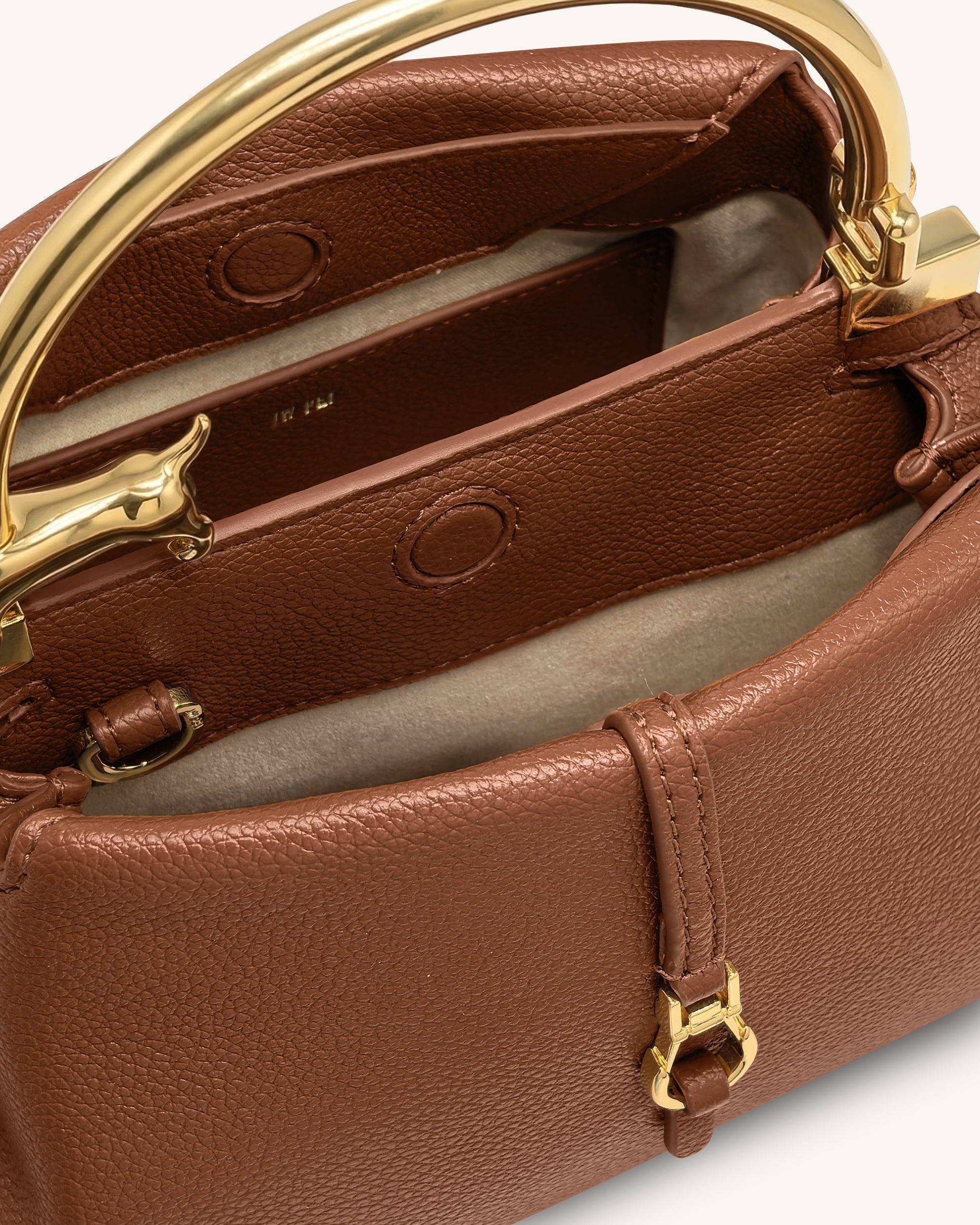 Bruna Dachshund Metal Handle Top Handle Bag - White