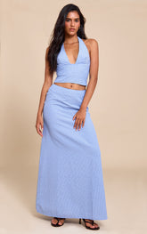 Blue Striped Maxi Skirt