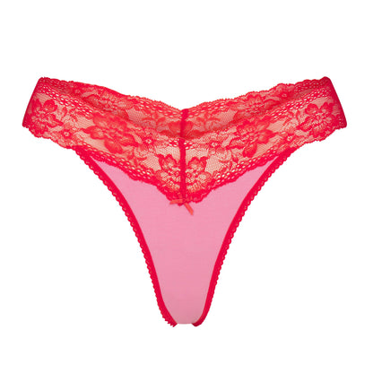 Lightweight Cotton Wide Lace Thong