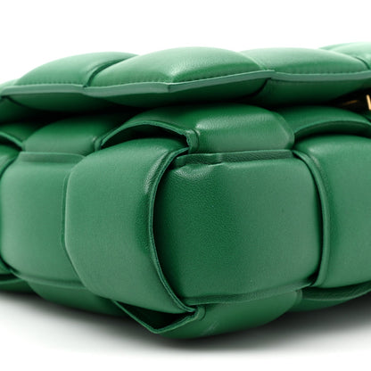 Lambskin Maxi Intreccio Padded Chain Cassette Crossbody Bag Racing Green