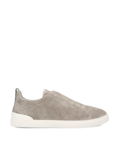 Zegna Grey Suede Triple Stitch™ Luxury Slip-On Sneakers for Men