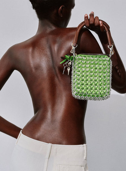 Green Crystal Chain Mini Tote Bag
