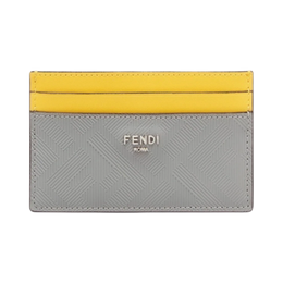 Fendi FF Roma Leather Card Holder Gray