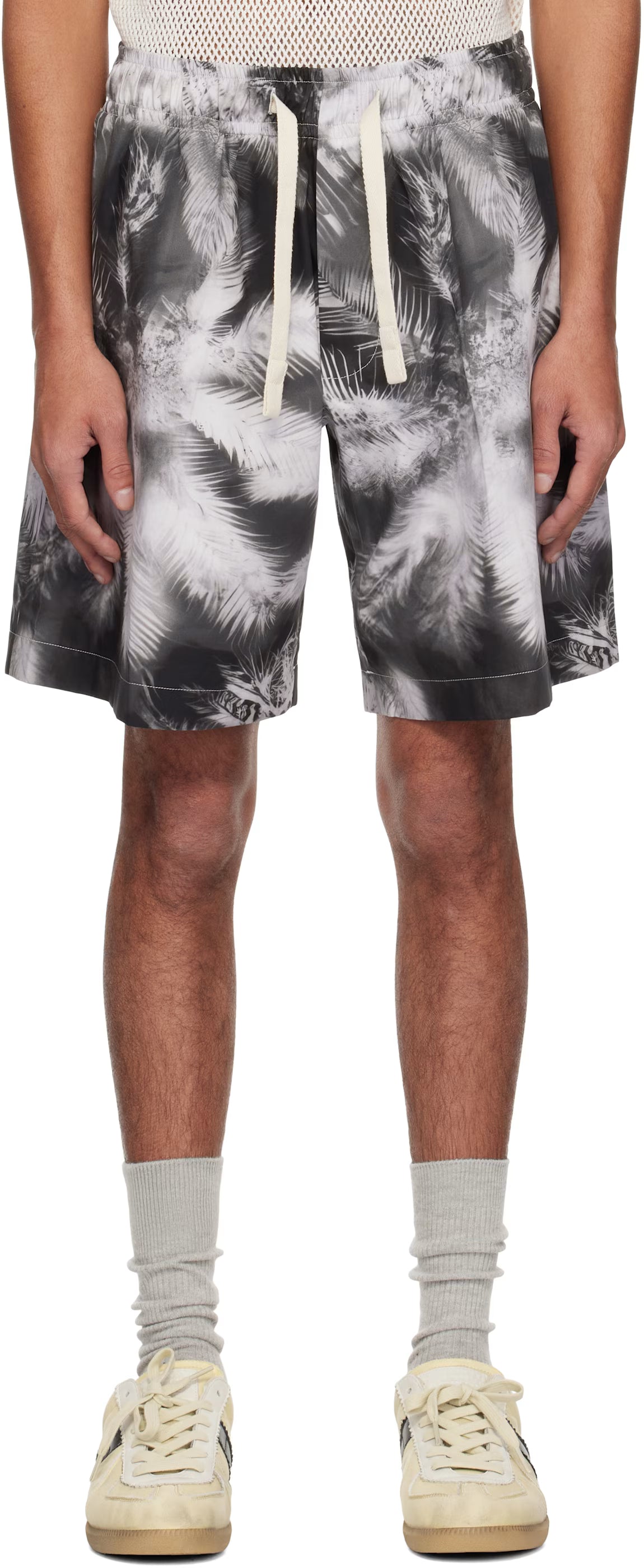 Black & White Blueprint Palms Shorts