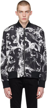 Black & White Watercolor Couture Reversible Bomber Jacket