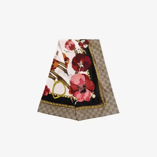 Gucci (W) Gucci Flower Print Silk Scarf Pink - Scarf | Shop From The Mirage