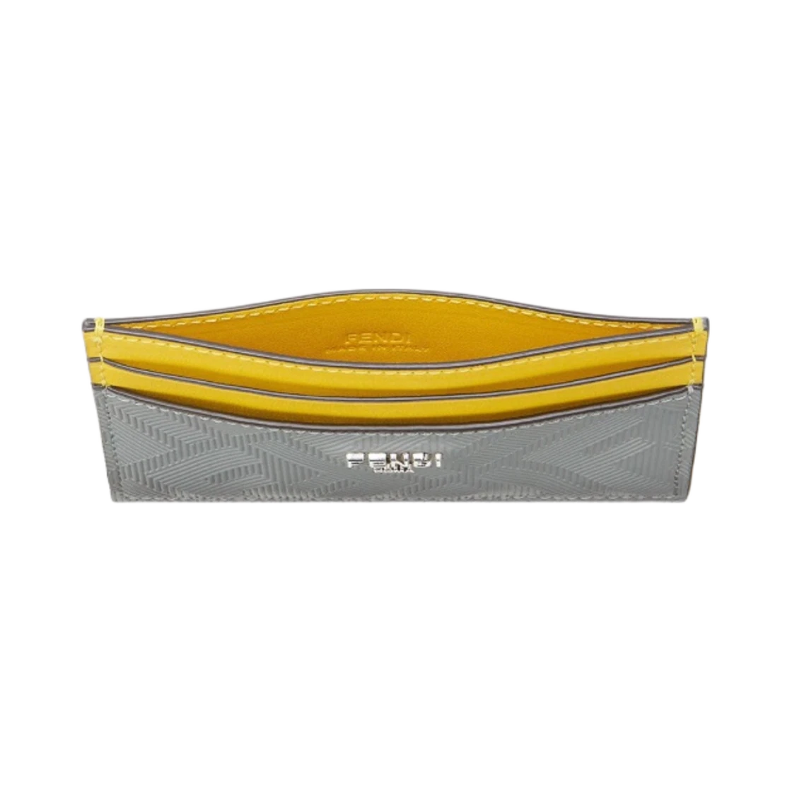 Fendi FF Roma Leather Card Holder Gray