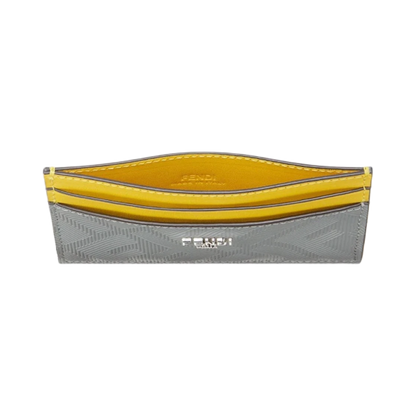 Fendi FF Roma Leather Card Holder Gray