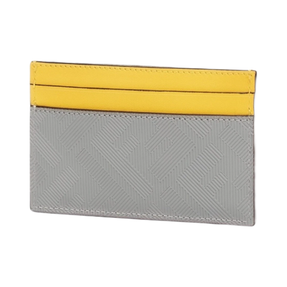Fendi FF Roma Leather Card Holder Gray