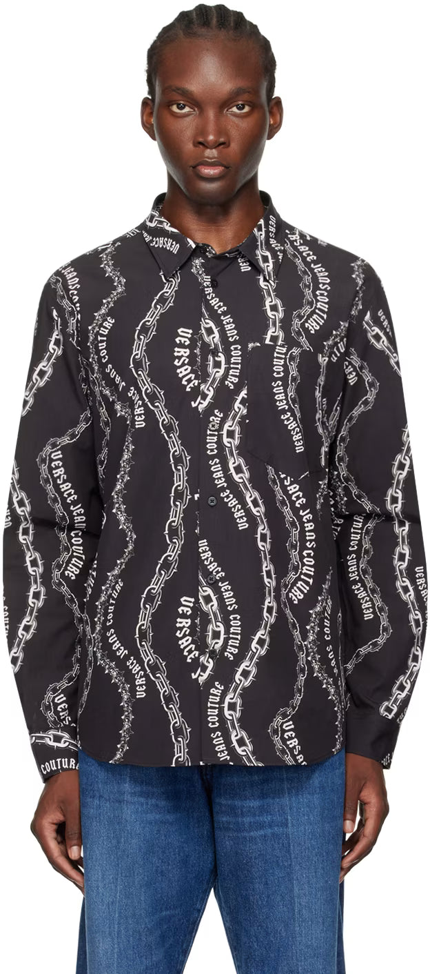 Black Chain Couture Long Sleeve Shirt