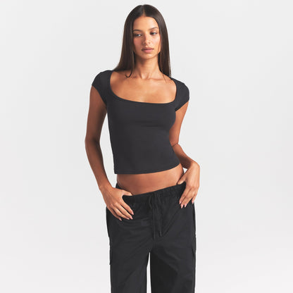 Cotton Jersey Scoop Neck T-shirt
