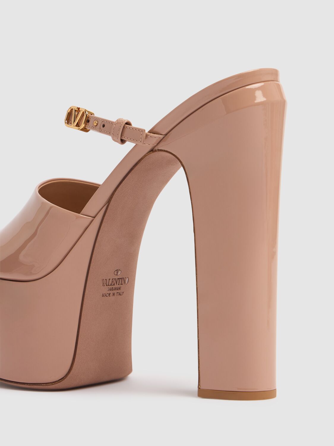 Valentino Garavani 155mm Tan-go patent leather mules