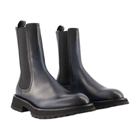 Alexander McQueen Men's Grey Calfskin Slip-On Shoes – Biker Brush Leather with Pointed Toe
