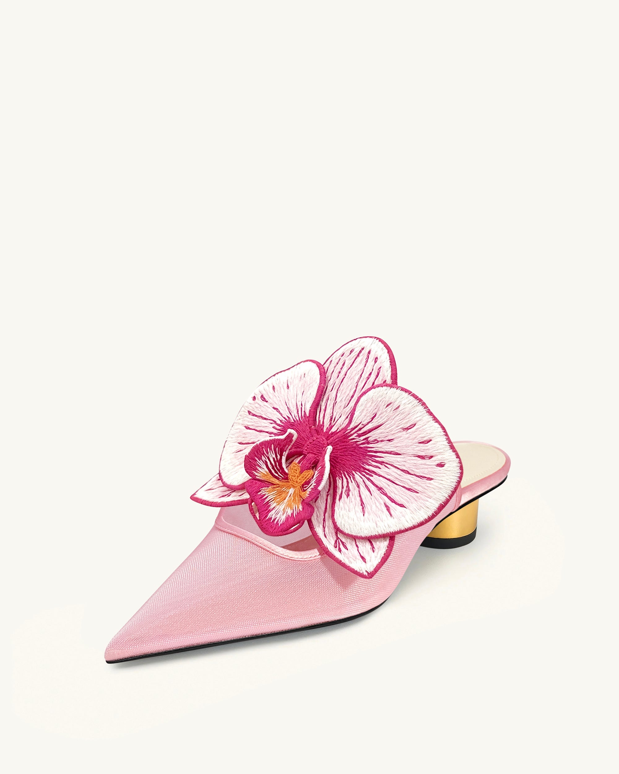 Helena Embroidery Decoration Pierced Mules - Pink
