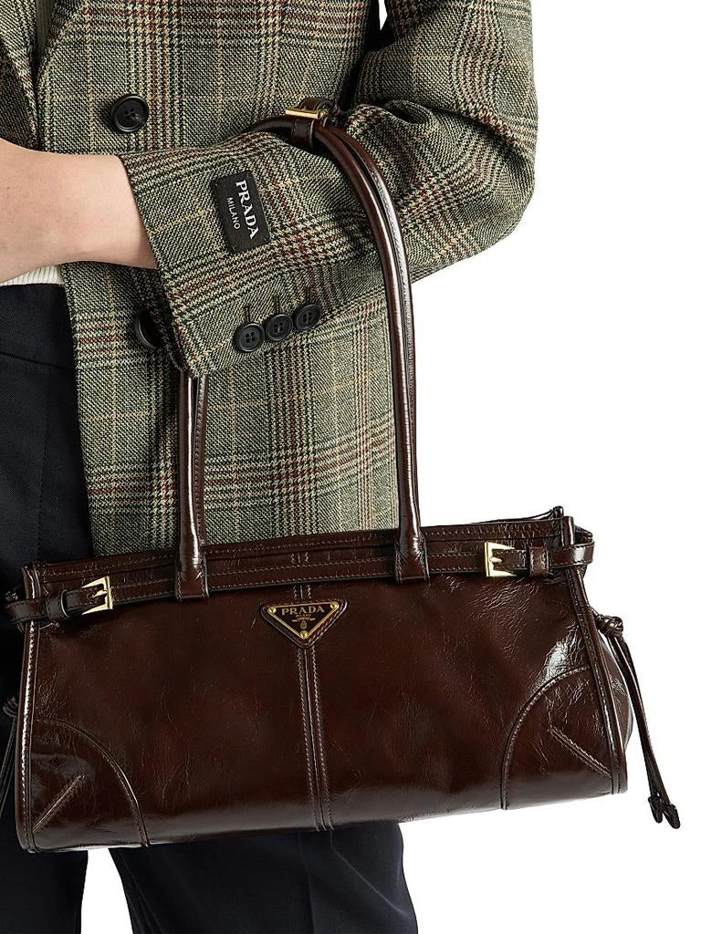 Prada Dark Brown Patent Leather Shoulder Bag