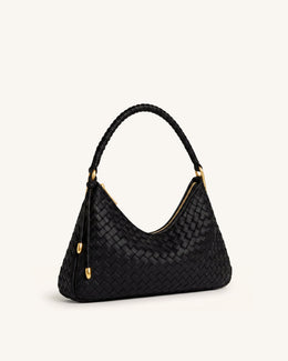 Lorena Woven Shoulder Bag - Black