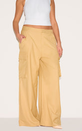 Plus Butterscotch Woven Pocket Detail Straight Leg Trousers