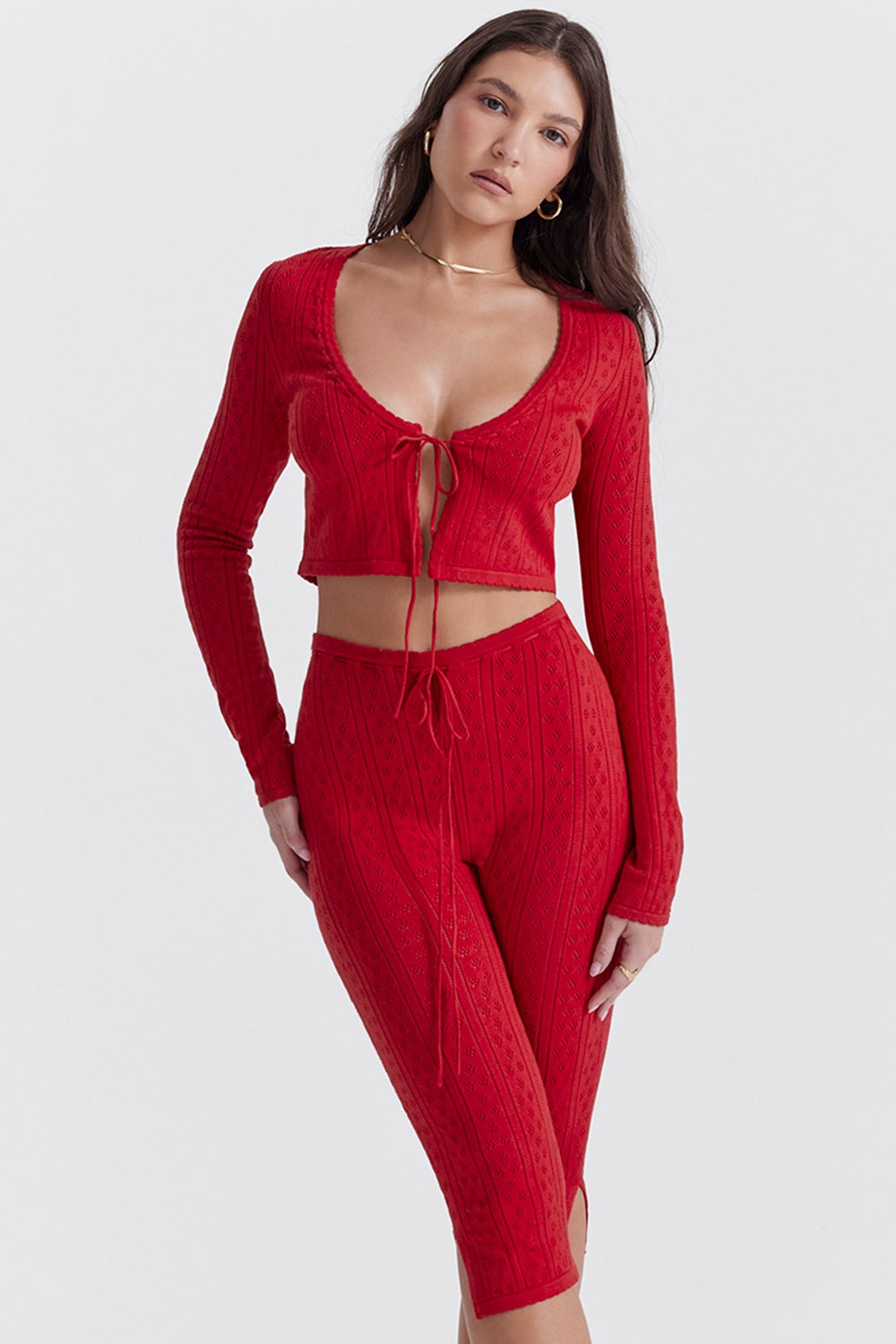 Cherry knit capri trousers