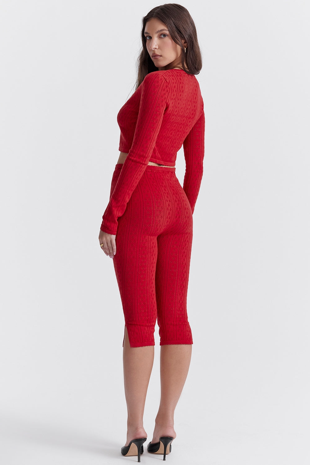 Cherry knit capri trousers