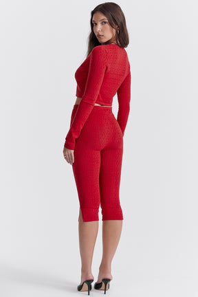 Cherry knit capri trousers