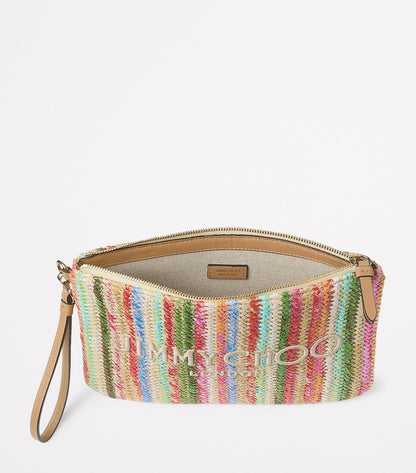 Raffia Striped Zip-Up Pouch