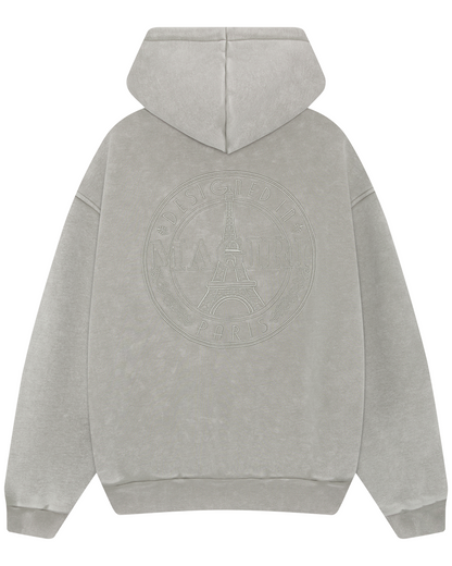 Magiri Embroidered Acid Wash Hoodie in Washed Oatmeal