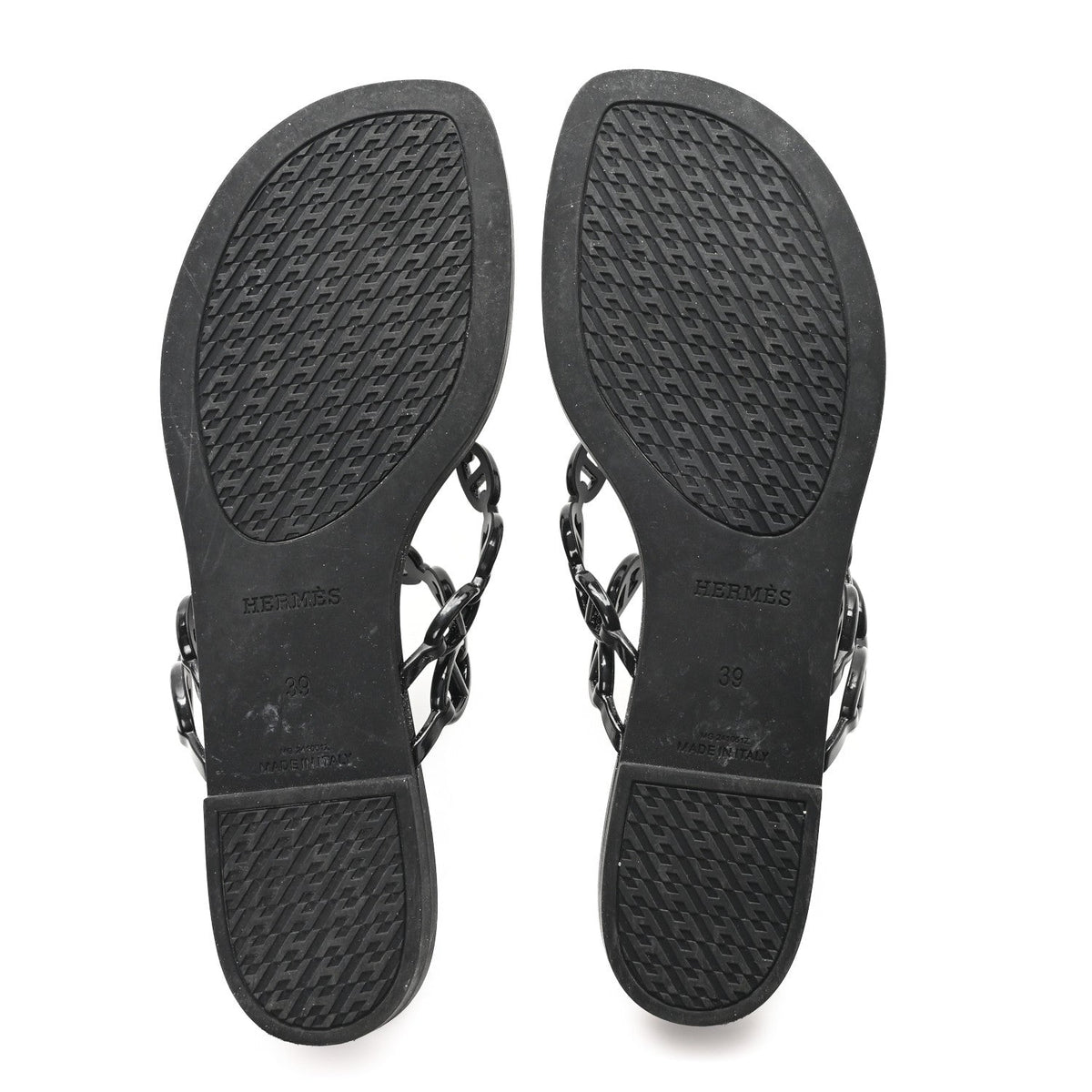Hermes Rubber Womens Island Sandals 39 Black