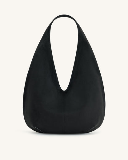 Dara Faux Suede Hobo Bag - Dark Olive