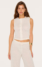 Cream Textured Button Up Waistcoat