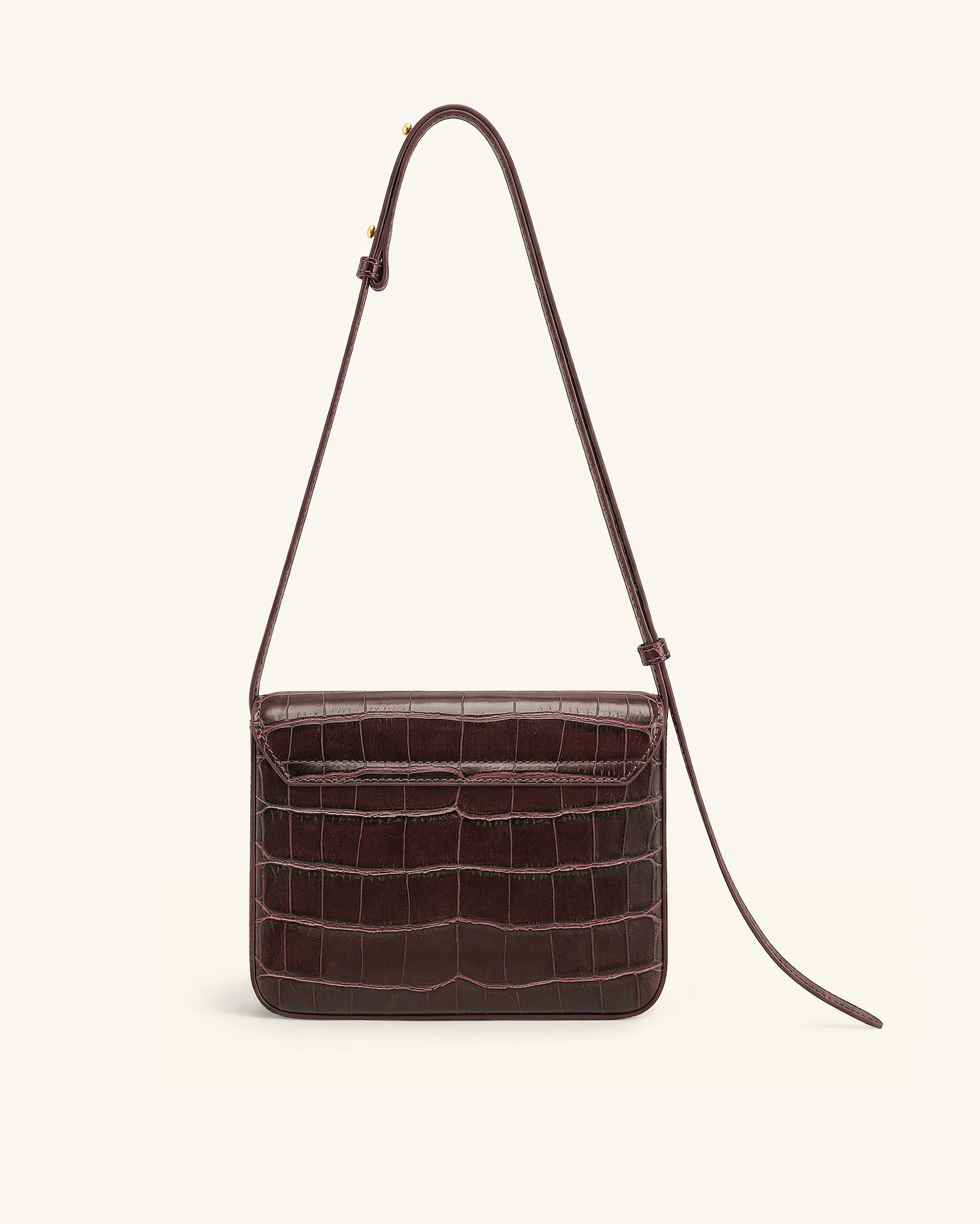 Evania Lock Shoulder Bag - Burgundy Croc