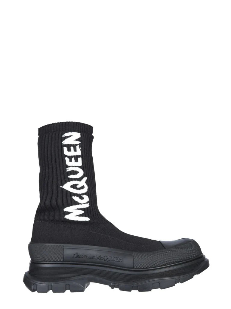 Men’s Black Sock Sneakers with Oversized Rubber Lug Sole – Made in Italy
