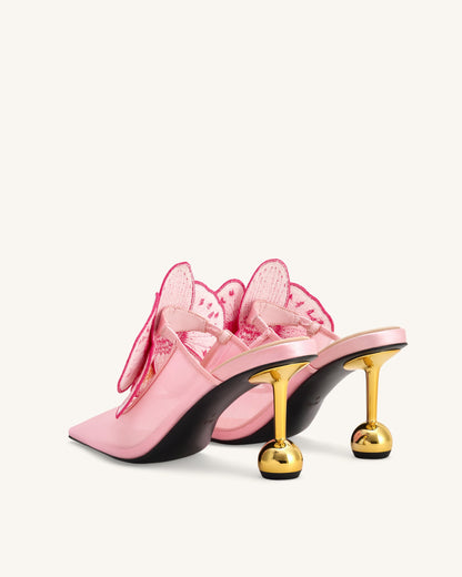 Sofia Orchid Sphere Heel Mules - Beige