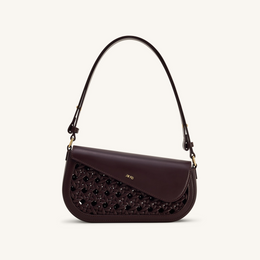 Addisyn Cutout Woven Shoulder Bag - Burgundy