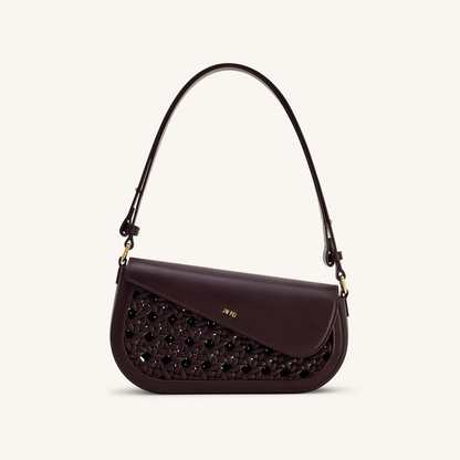 Addisyn Cutout Woven Shoulder Bag - Burgundy
