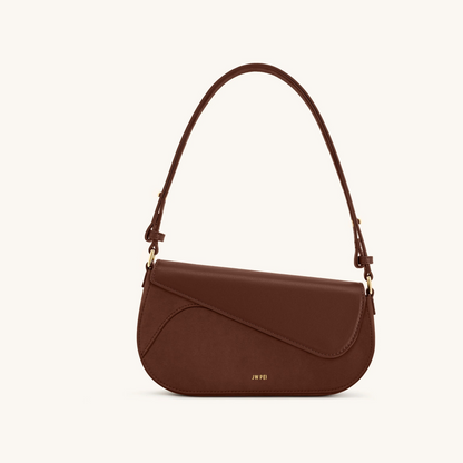 Addisyn Faux Suede Panel Shoulder Bag - Mocha Brown