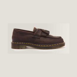 Adrian Crazy Horse Leather Tassel Loafers — Dark Brown