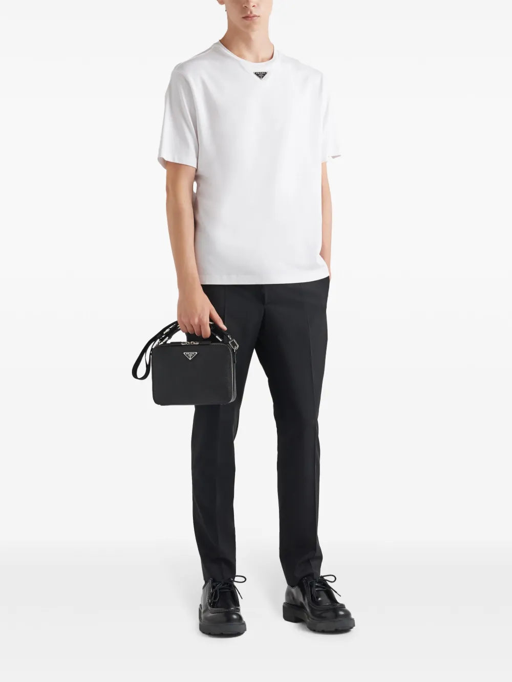 Prada Triangle Plaque T-Shirt in White