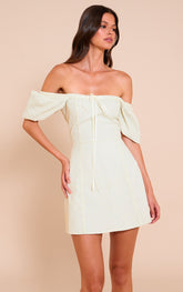Cream Broderie Puff Sleeve A-line Mini Dress