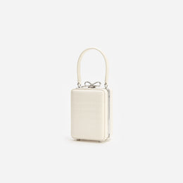 Cream Croc Leather Micro Bag