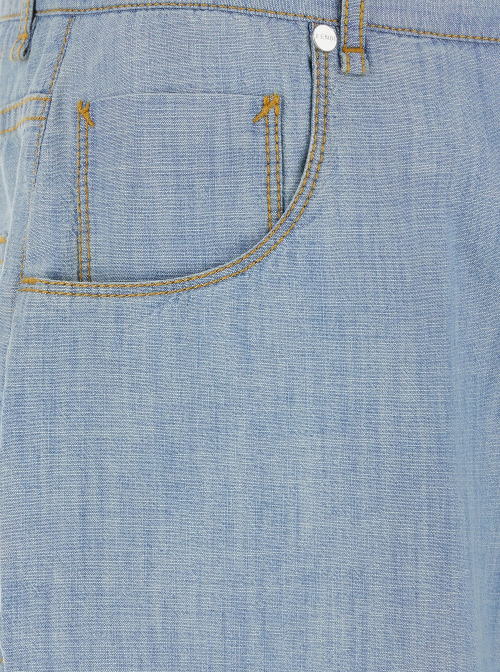 Fendi Blue Jeans with Belt Loops and Logo Patch on the Rear in Denim Man