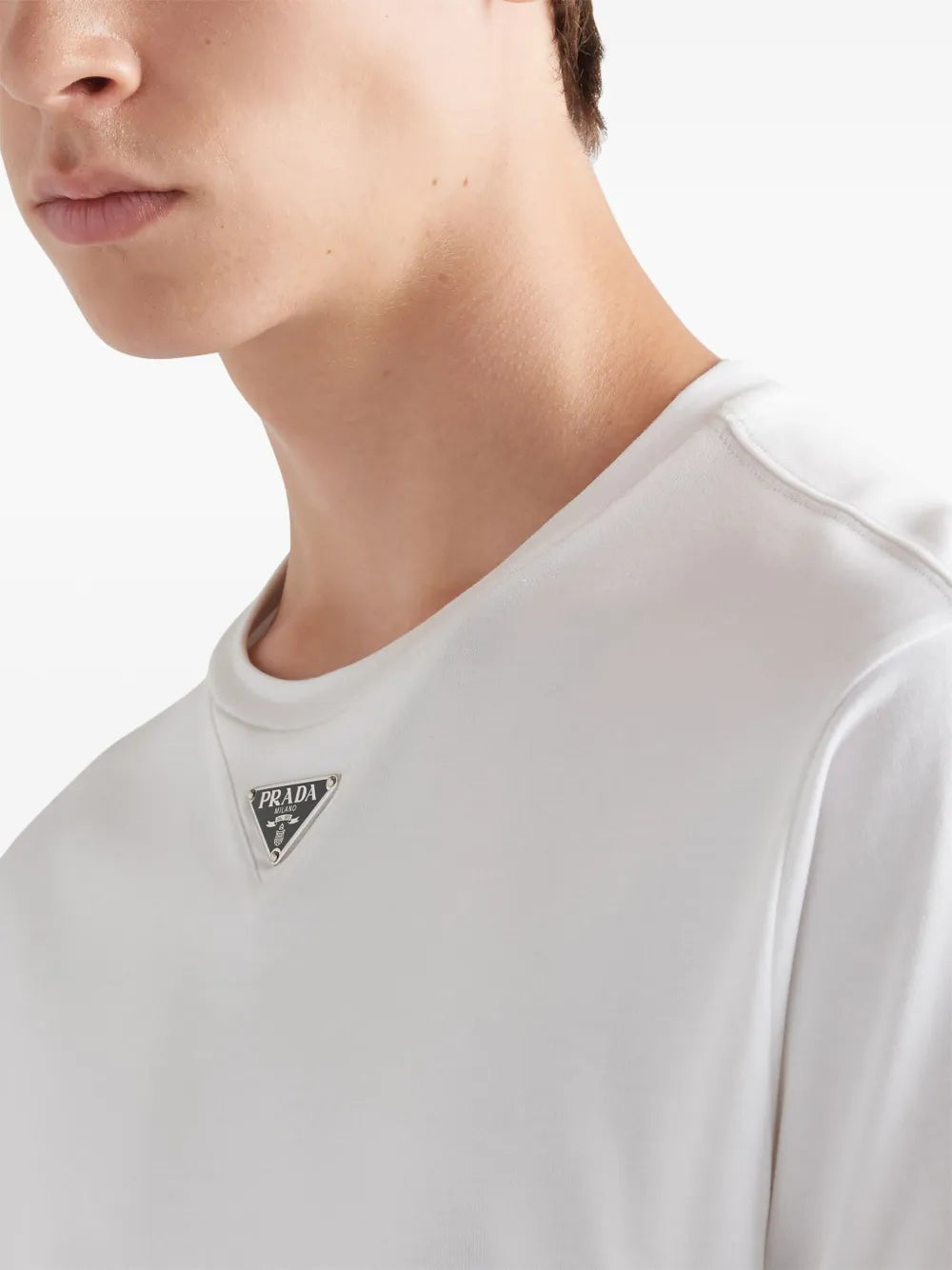 Prada Triangle Plaque T-Shirt in White