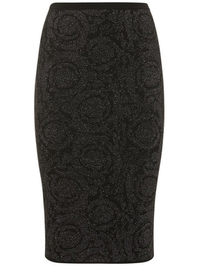 Versace Barocco lurex knit midi skirt