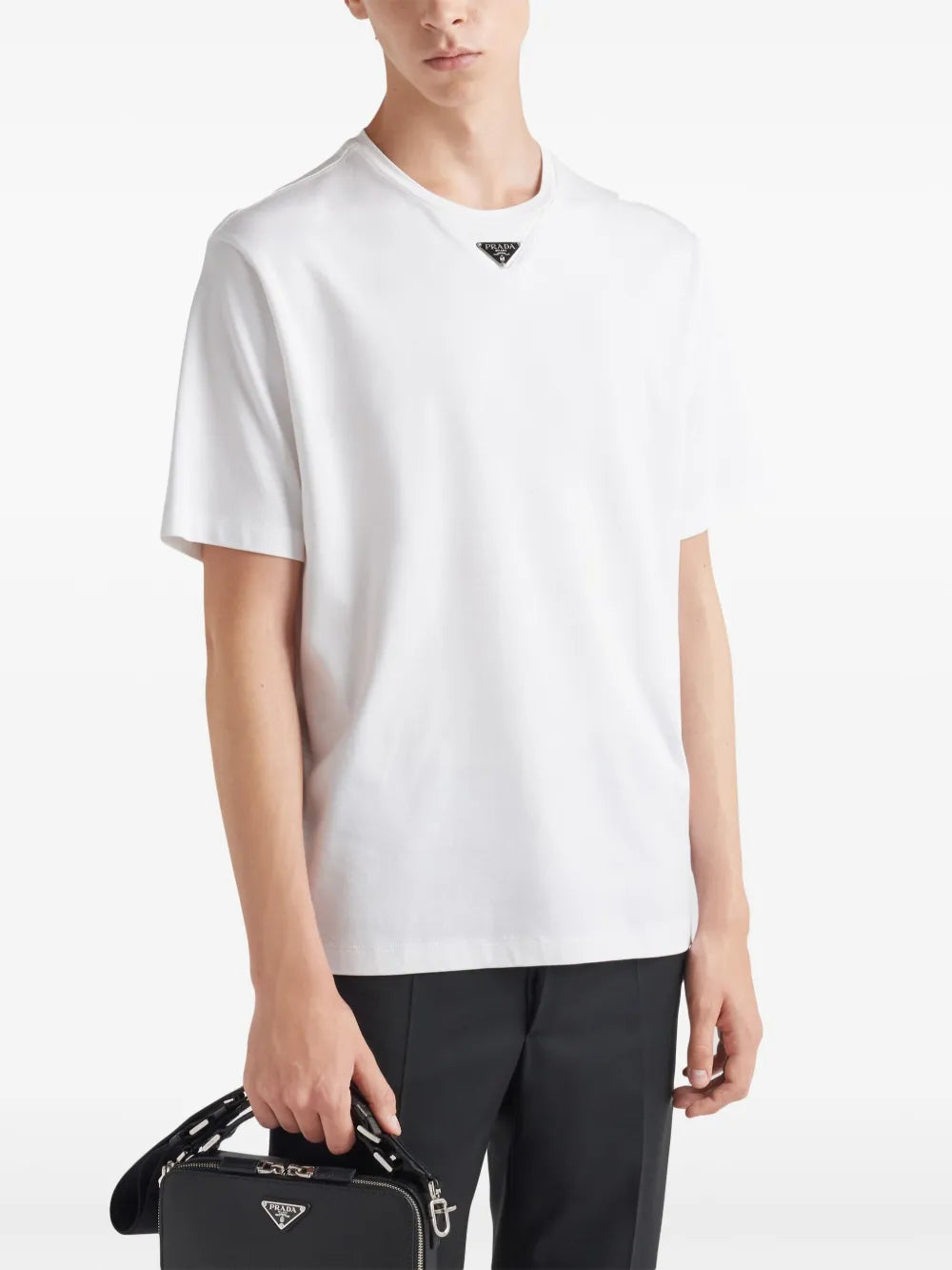 Prada Triangle Plaque T-Shirt in White