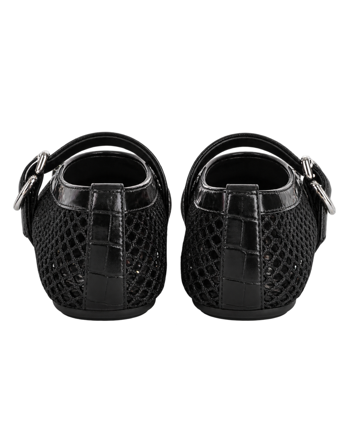 Alaïa Croc-Embossed Leather Mesh Ballet Flats