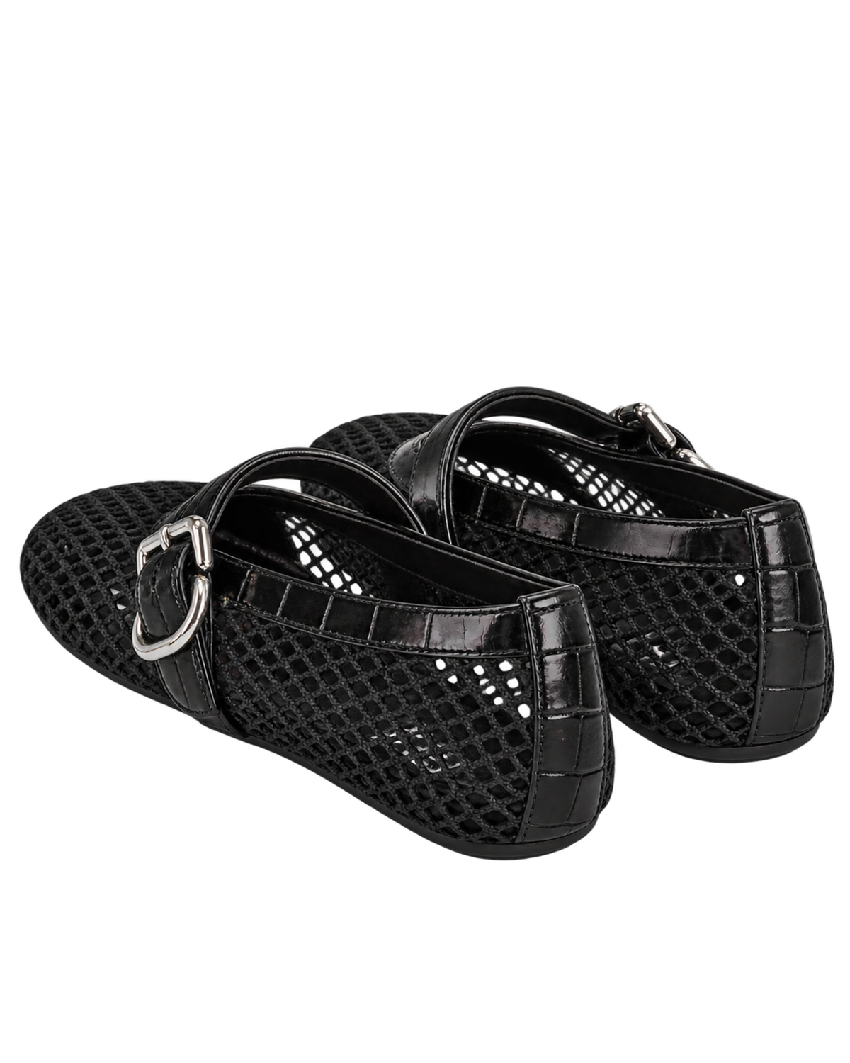 Alaïa Croc-Embossed Leather Mesh Ballet Flats