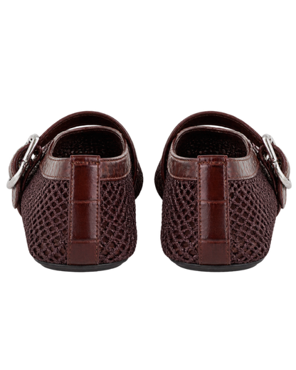 Alaïa Croc-Embossed Leather Mesh Ballet Flats